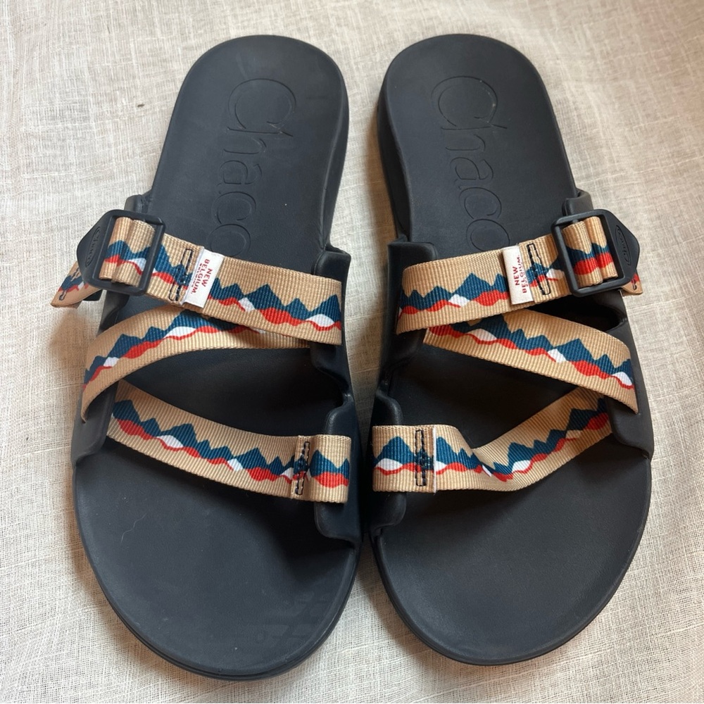 Chaco Black Sandals with Patterned Straps outdoor active waterproof mens camping
